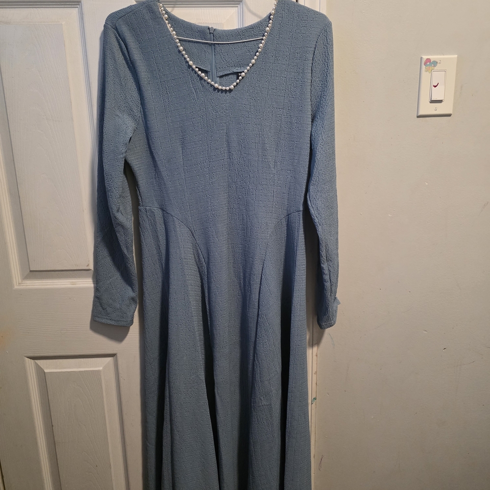 SHEIN Classic Blue Long Sleeve Dress